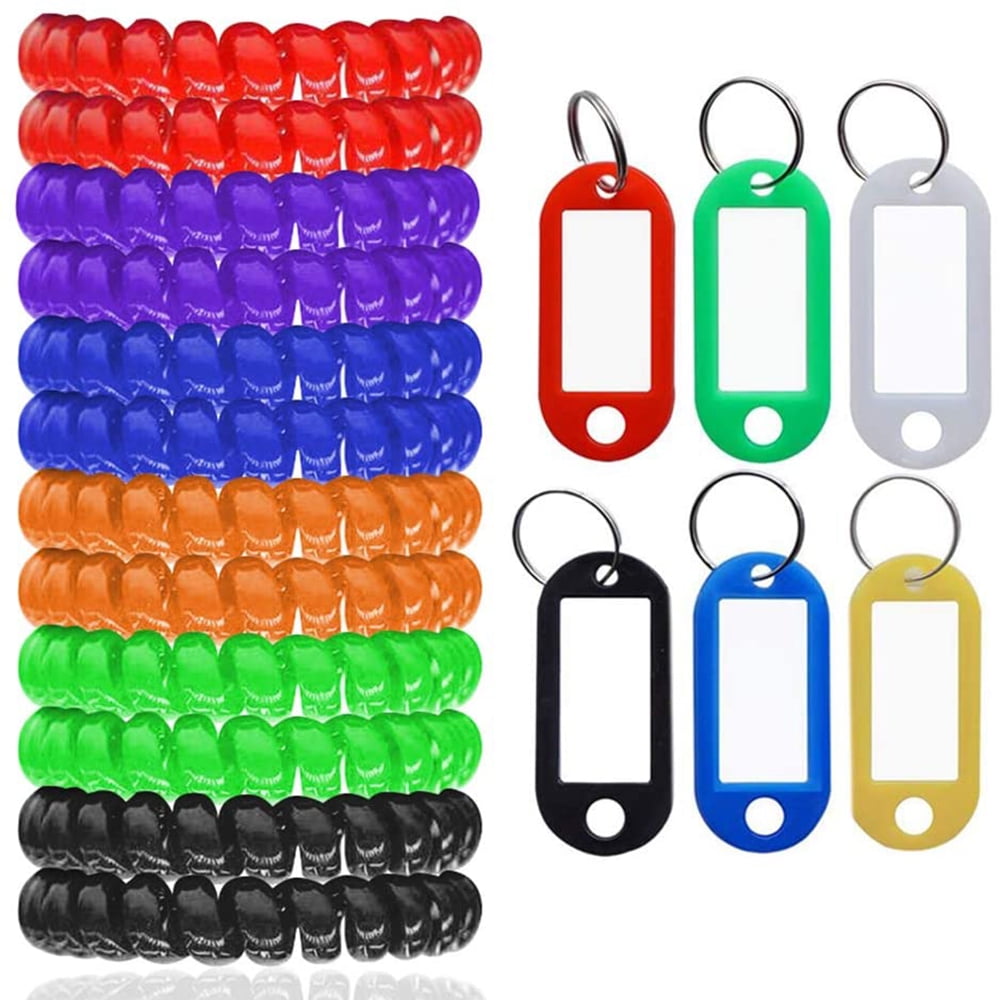 12 Pcs Wristband Keychains & 6 pcs Key Tags, SENHAI Plastic Coil