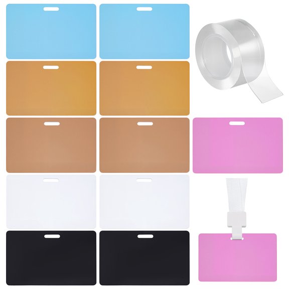 12 Pcs X-Ray Marker Holders 6 Colors Rectangle PVC Plastic Display Cards for Badge with Hanging Hole and Transparent Acrylic Double Sided