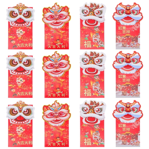 12 Pcs Year of the Tiger Red Envelopes Chinese New Year Money Pockets Red Packet