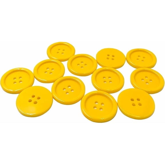 12 Pcs Yellow 0.8 Inch 4-Hole Round Plastic Buttons 32L Sewing Buttons for Shirts, Pants, Dresses, and DIY Crafts