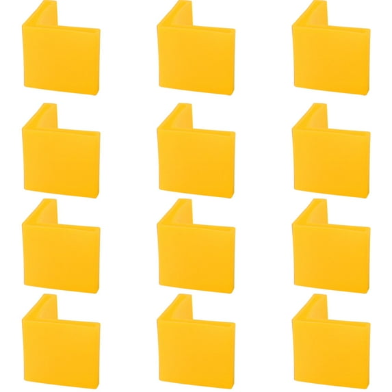 12 Pcs Yellow Plastic Angle Iron Foot L Shape Edge Leg Protector 50 x 50mm
