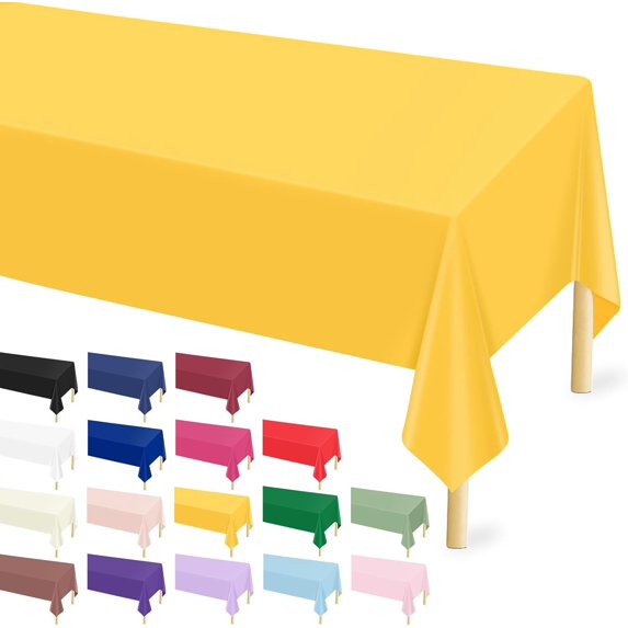 12 Pcs Yellow Plastic Tablecloth for Rectangle Table 54 × 108 inches ...