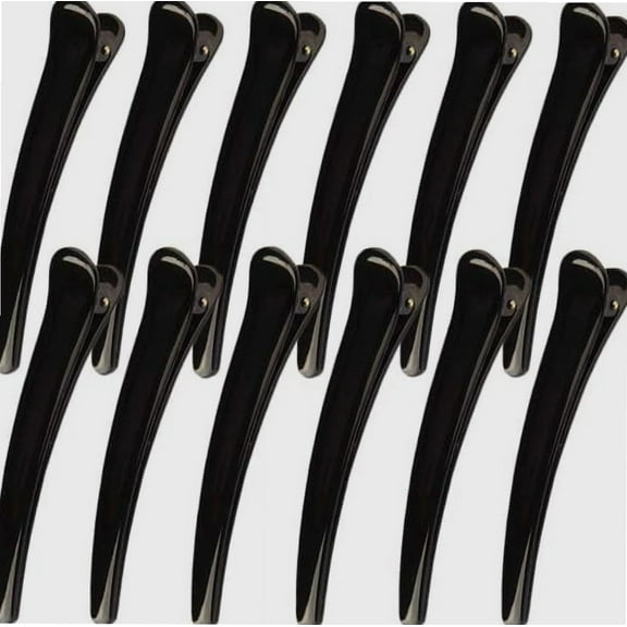 12 Pcs duckbill Plastic Hair Clips for Women Duck Bill Sectioning Clips simple black Hair Clips (3 Inch)