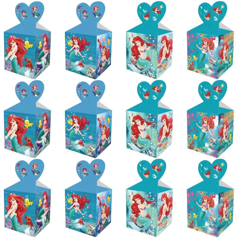 12 Pcs mermaid Party Candy Boxes for Anime Theme Birthday Party Supplies Decor, Kids Birthday Game Party Kraft Paper Gift Bag Decoration