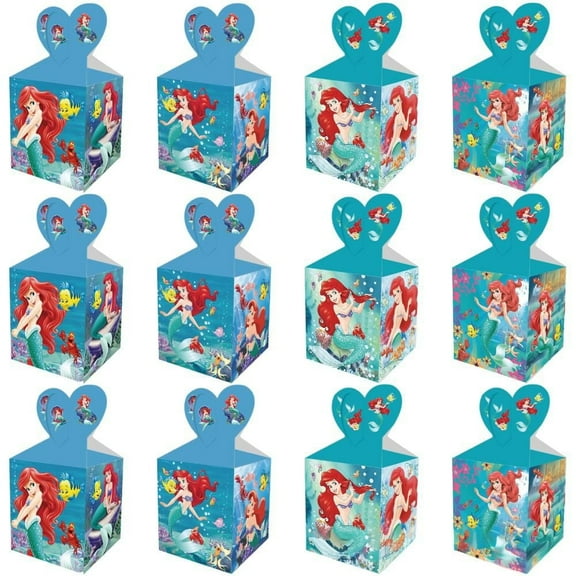 12 Pcs mermaid Party Candy Boxes for Anime Theme Birthday Party Supplies Decor, Kids Birthday Game Party Kraft Paper Gift Bag Decoration