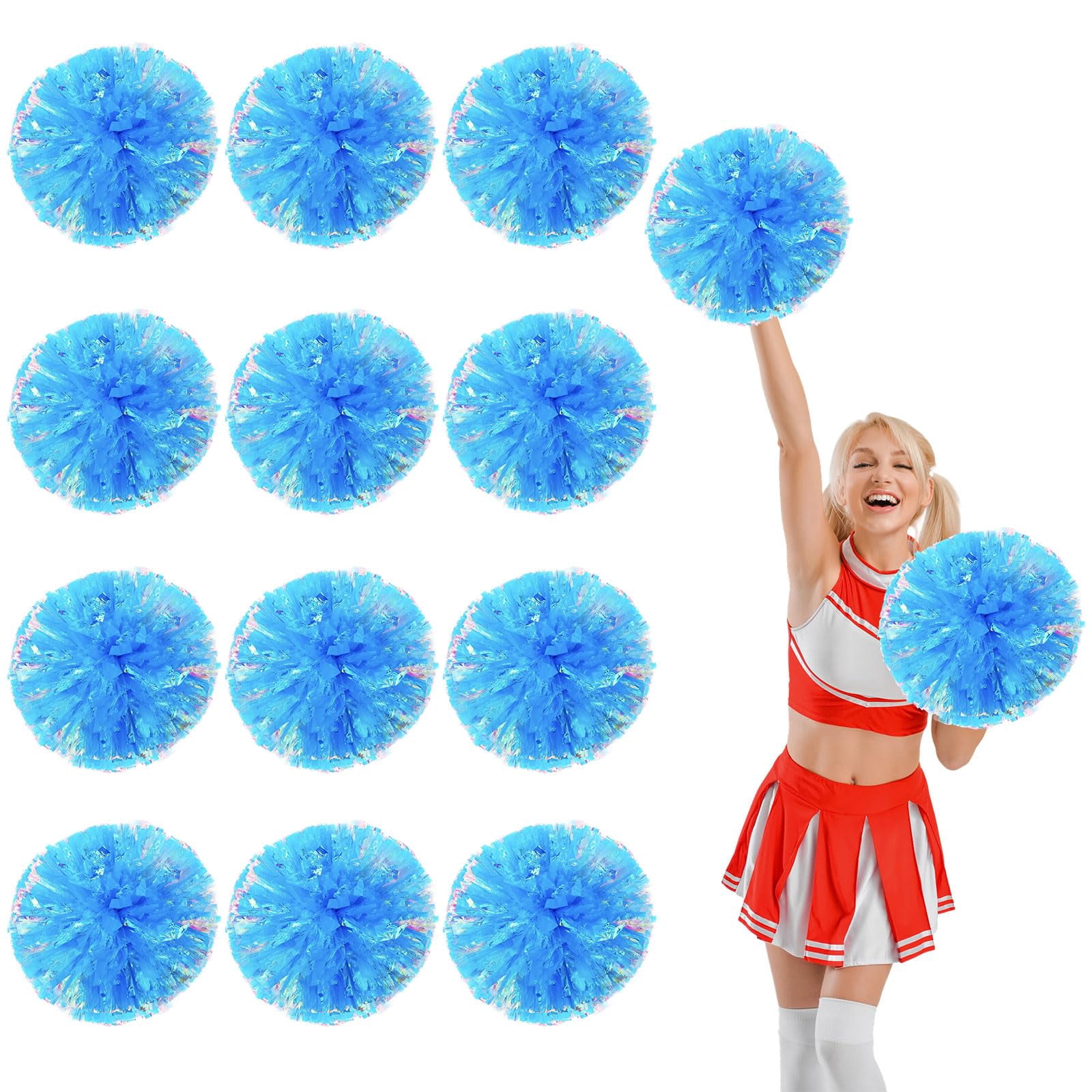 12 Pcs pom poms Cheer,13.7inch pom poms Cheerleading with Finger Holes Cheer Pom Pomsfor Dance, Matches
