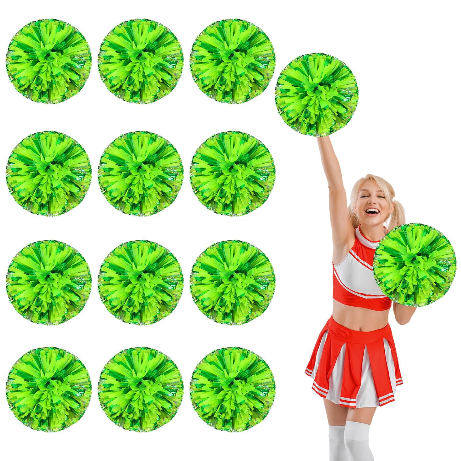 12 Pcs pom poms Cheer,13.7inch pom poms Cheerleading with Four Finger Payment Cheer Pom Pomsfor Dance, Matches
