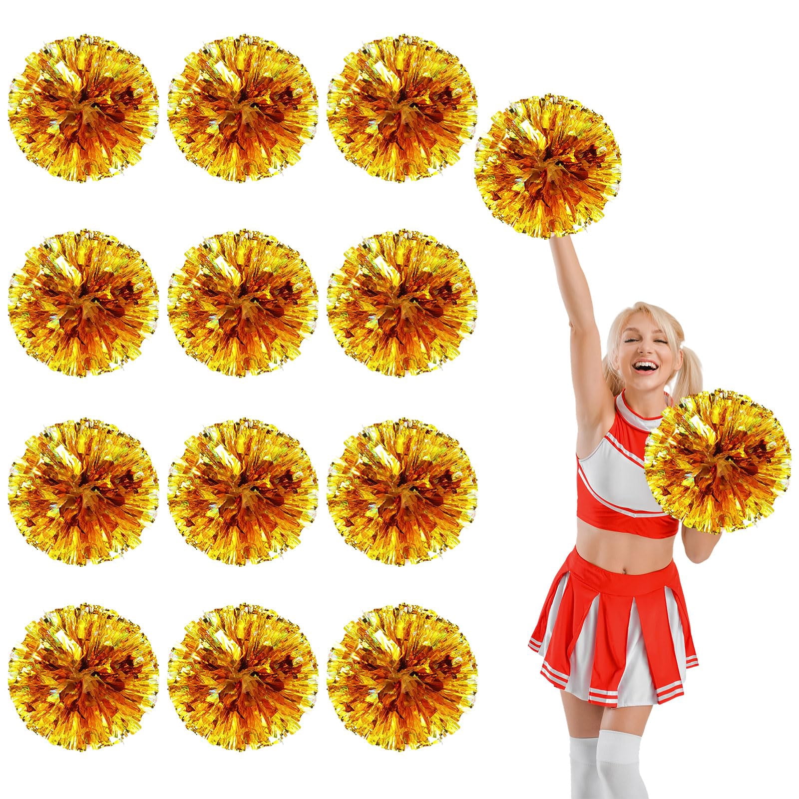 12 Pcs pom poms Cheer,pom poms Cheerleading with Finger Holes Cheer Pom Pomsfor Dance, Matches