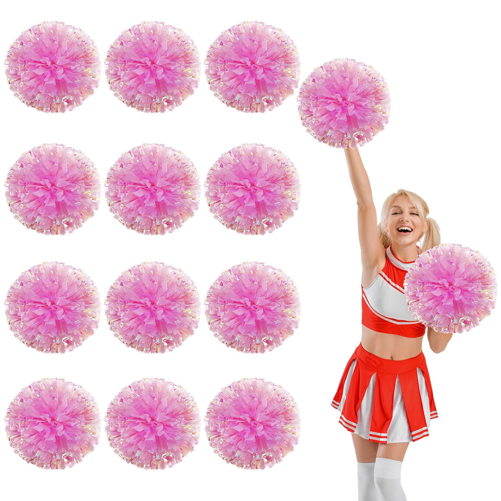 12 Pcs pom poms Cheer,pom poms Cheerleading with Four Finger Payment Cheer Pom Pomsfor Dance, Matches