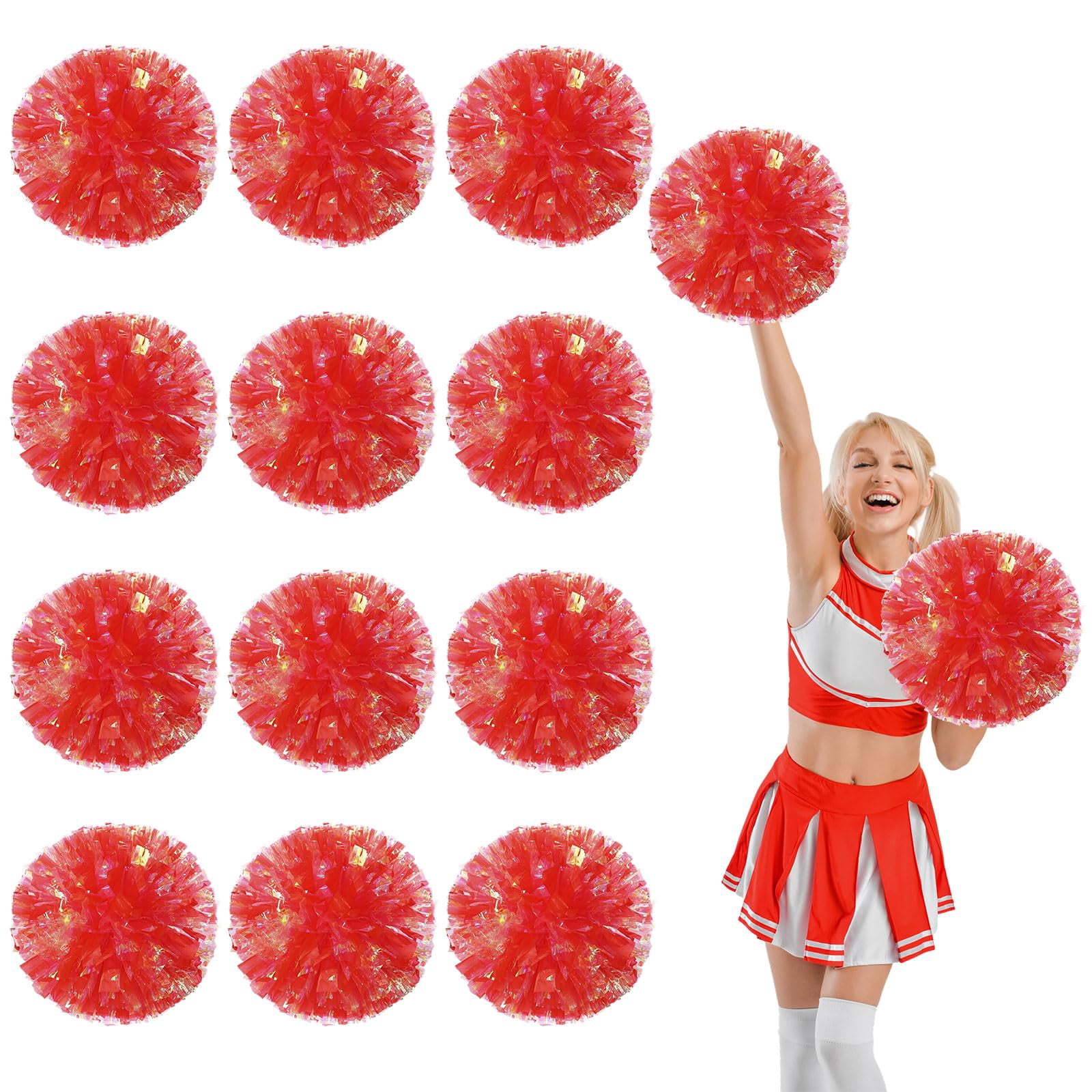 12 Pcs pom poms Cheer,pom poms Cheerleading with Four Finger Payment Cheer Pom Pomsfor Dance, Matches