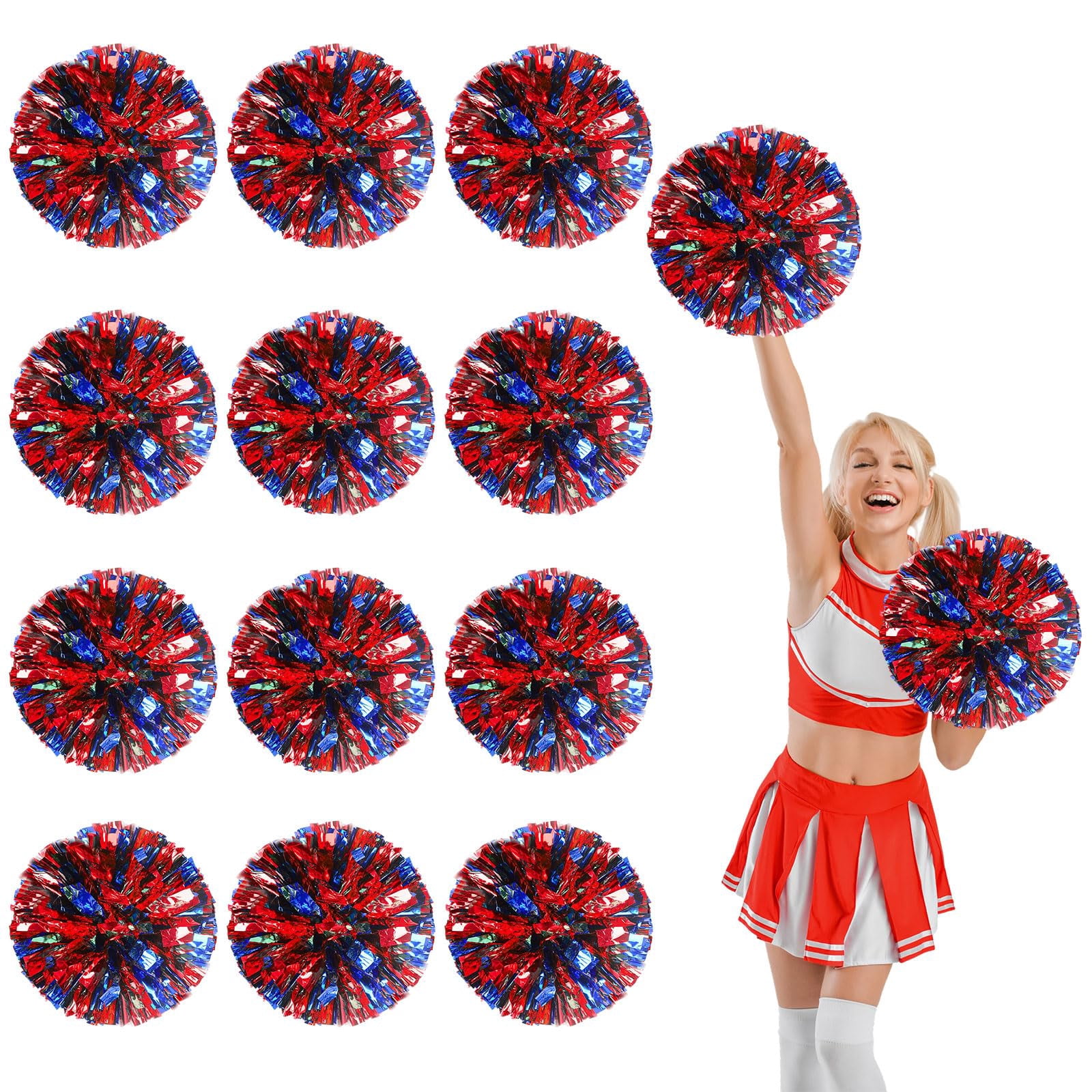12 Pcs pom poms Cheer,pom poms Cheerleading with Straight Handle Style Cheer Pom Pomsfor Dance, Matches