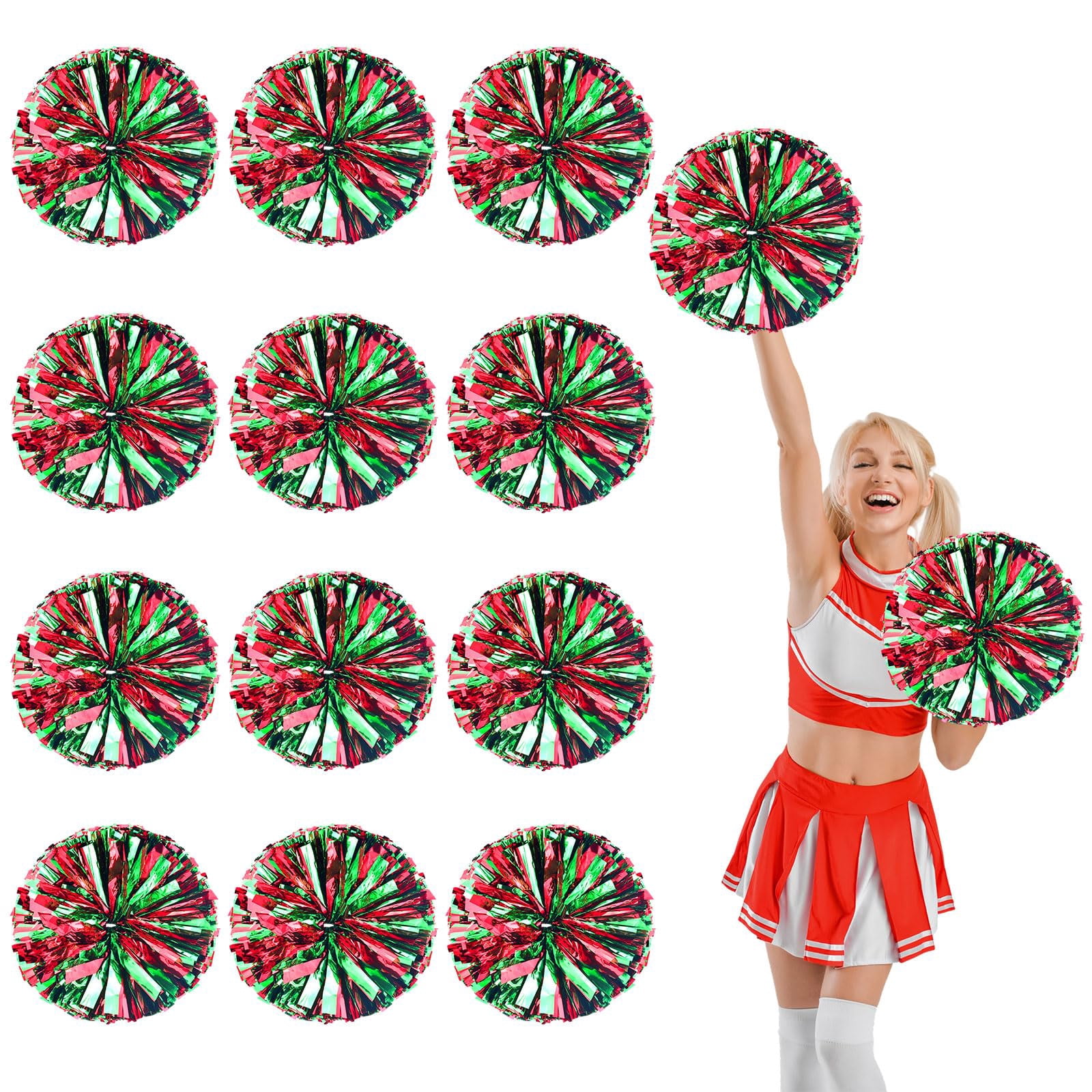 12 Pcs pom poms Cheer,pom poms Cheerleading with Straight Handle Style Cheer Pom Pomsfor Dance, Matches