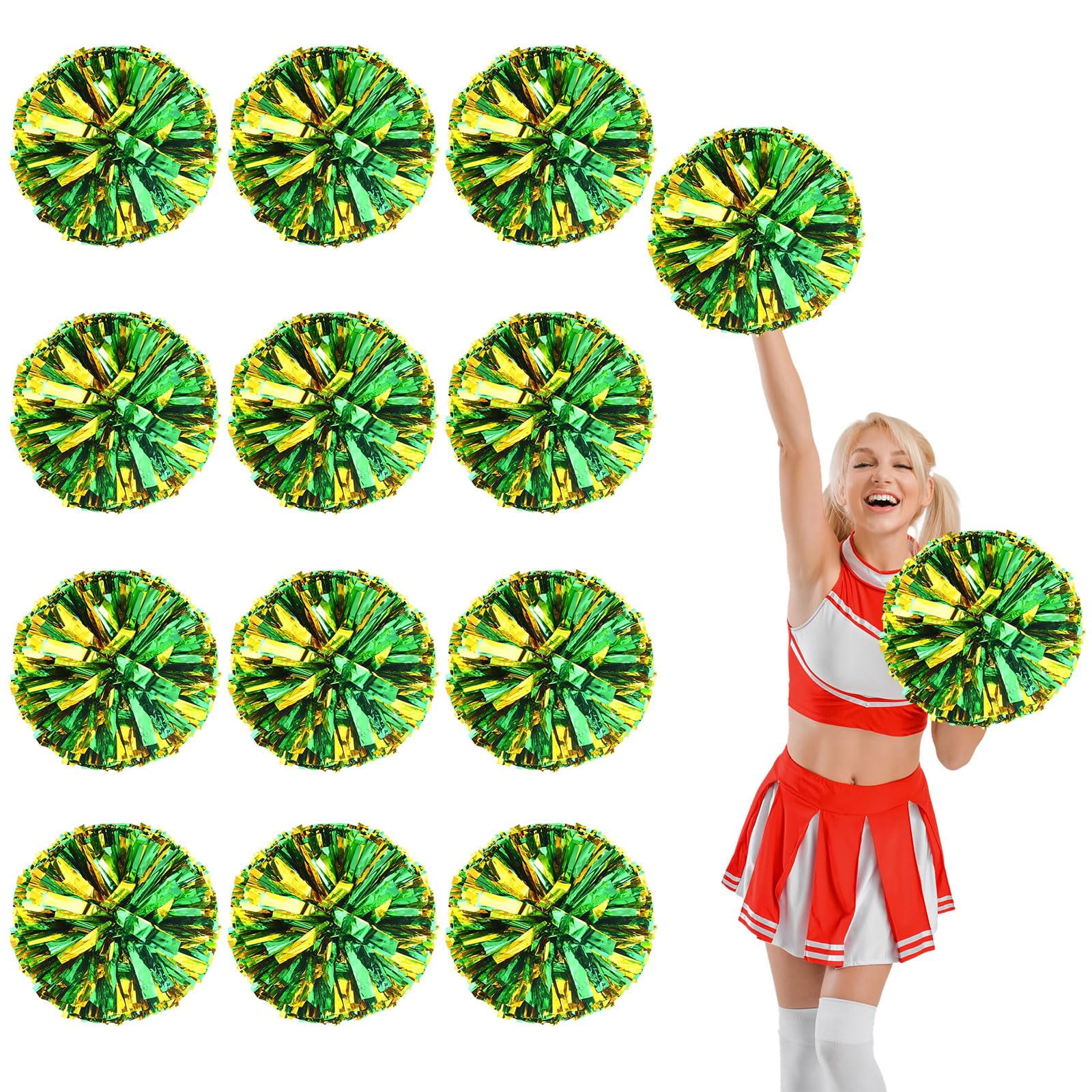 12 Pcs pom poms Cheer,pom poms Cheerleading with Straight Handle Style Cheer Pom Pomsfor Dance, Matches