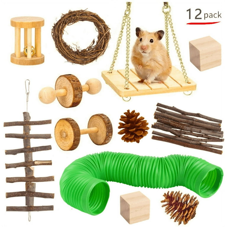 12 Pcs Set Wooden Hamster Chew Kit