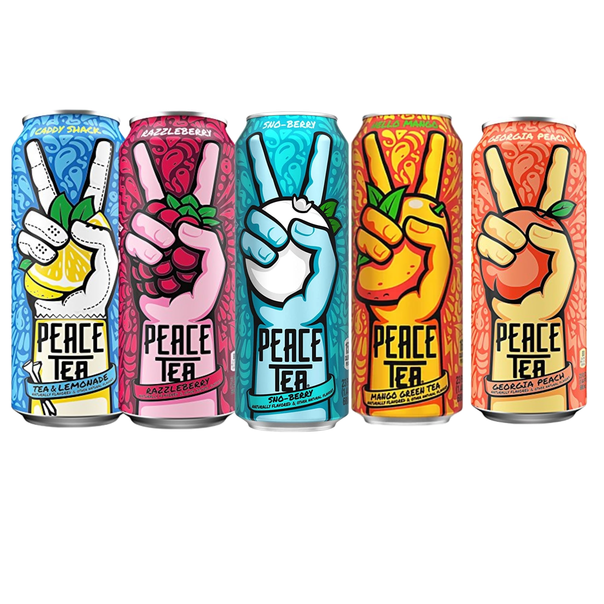 (12) Peace Tea Variety Pack, Caddy Shack Mango Peach Sno Berry & Razzleberry Tea Drinks No Color