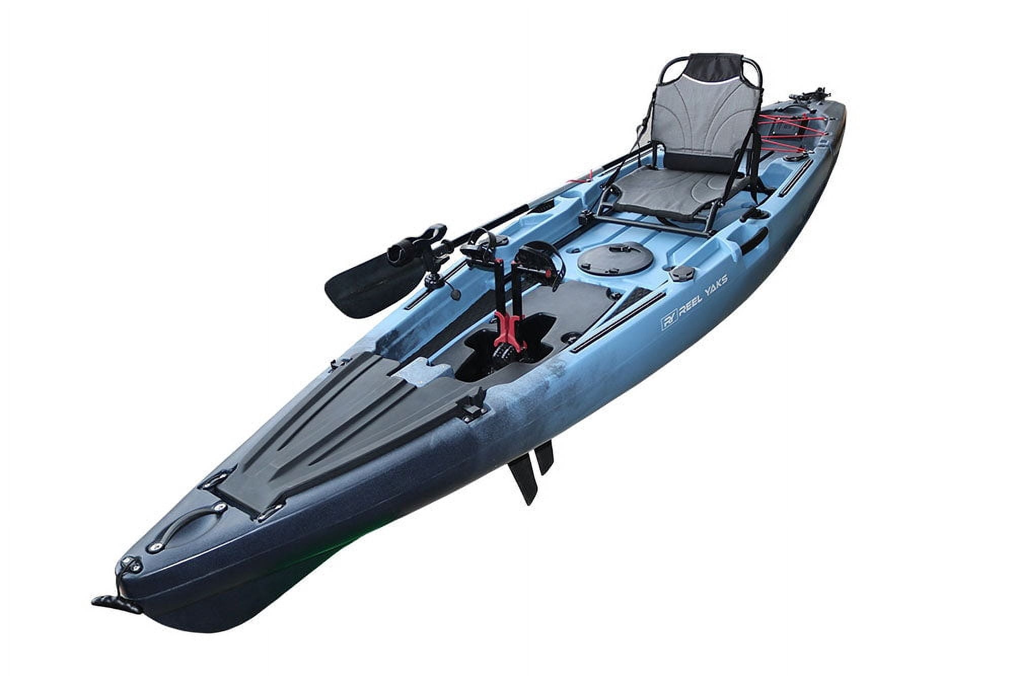 ReelYaks 12' Pedal Fin Drive Powered Fishing Kayak, Iceberg Gray Blend, 550 lbs Capacity