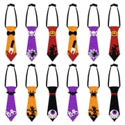 12 Peice Boys Necktie Halloween Bat Fake Tie Adjustable Necktie for Halloween Party,Funny Halloween Ties