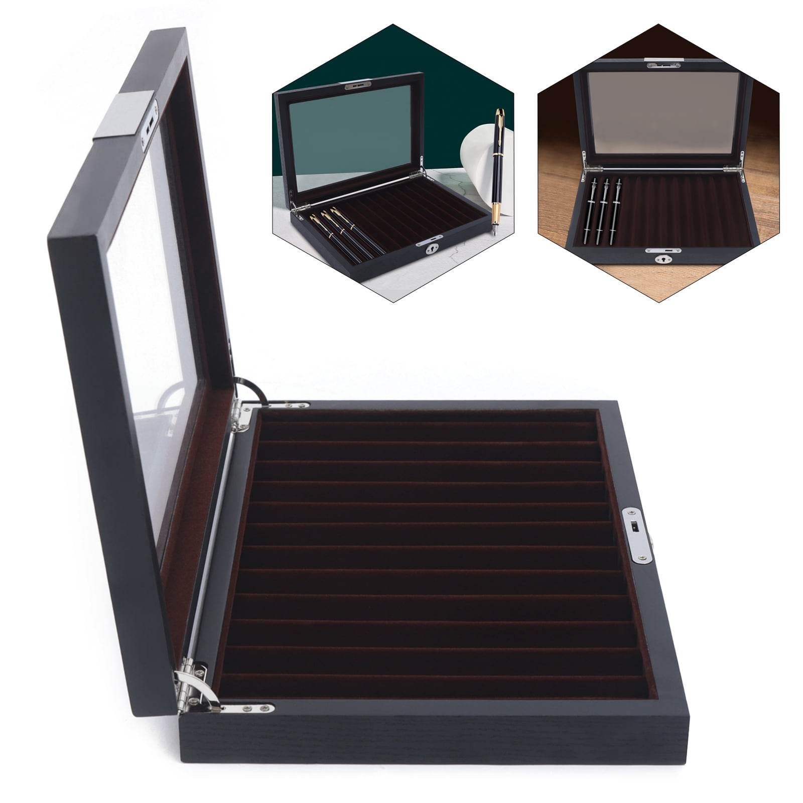 12 Pens 32*22*5.5cm Wood Pen Display Box Luxury Fountain Pen Collector for Ountain Pens Gel Pens Ballpoint Pens