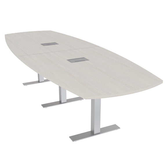 12 Person Arc Boat Modular Powered Conference Table Metal T-Bases