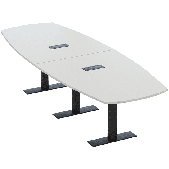 12 Person Arc Boat Modular Powered Conference Table Metal T-Bases