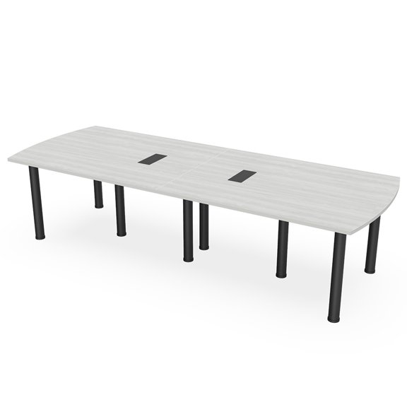 12 Person Arc Rectangle Conference Table with Power Modules Post Legs