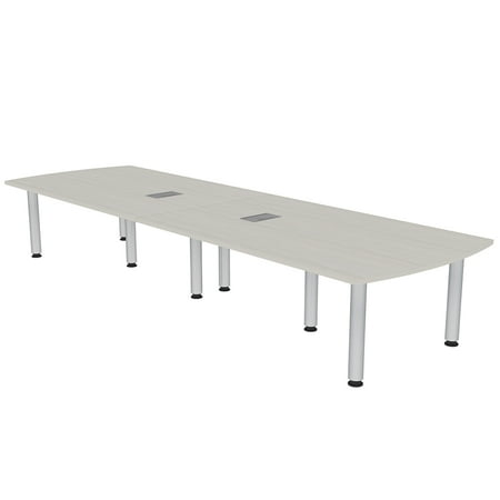 12 Person Arc Rectangle Conference Table with Power Modules Post Legs