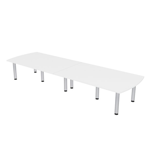 12 Person Arc Rectangle Conference Table with Power Modules Post Legs