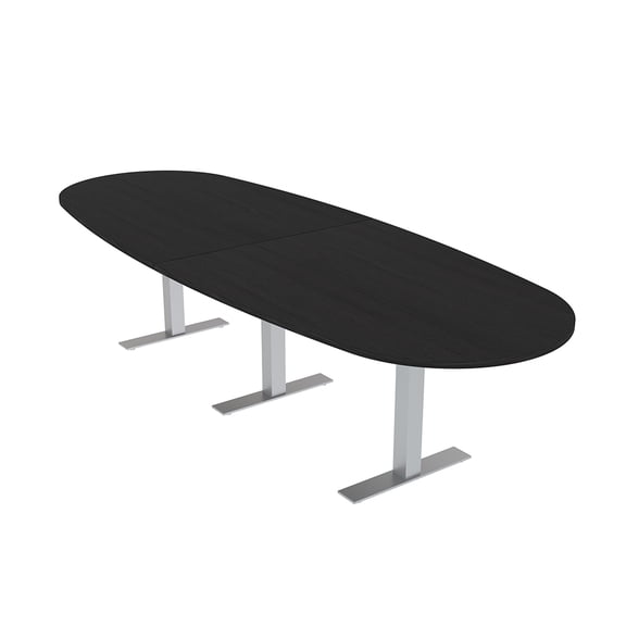 12 Person Boat Oval Conference Table With Metal T-Bases Electric Units