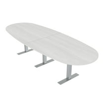 12 Person Boat Oval Conference Table With Metal T-Bases Electric Units
