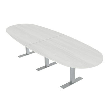 12 Person Boat Oval Conference Table With Metal T-Bases Electric Units