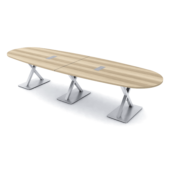12 Person Boat Oval Conference Table With X Bases Power And Data Units