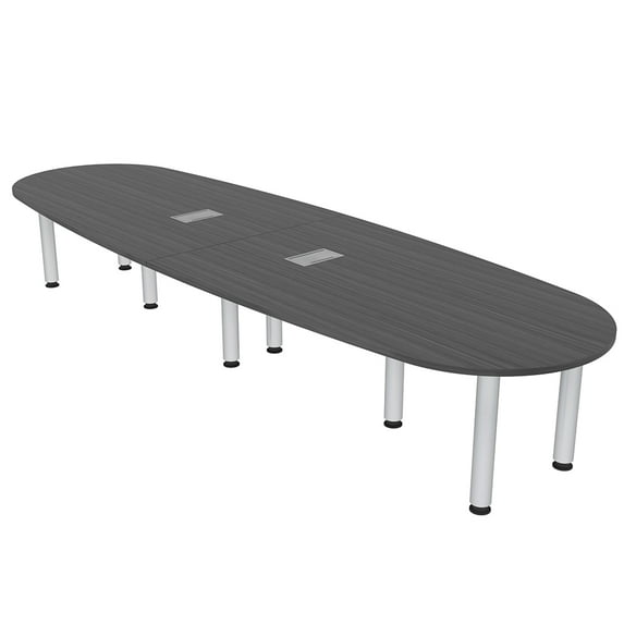 10' Oval Boat Shaped Conference Table with Power Modules And Post Legs