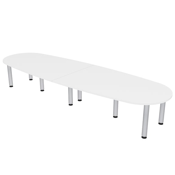 12 Person Boat-Oval Conference Table with Power And Data Post Legs