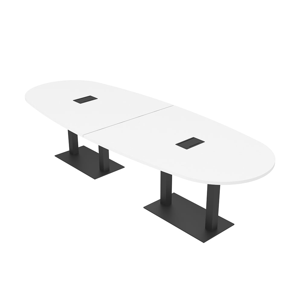 12 Person Boat Oval Powered Conference Table With Square Metal Bases ...