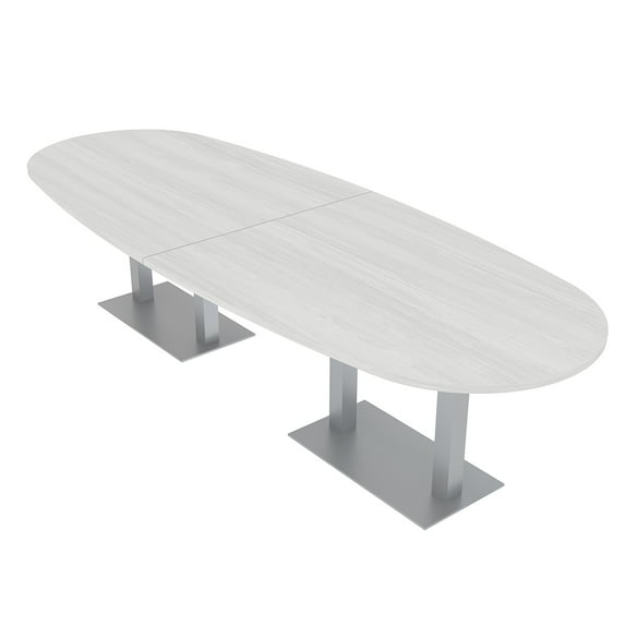 12 Person Boat Oval Powered Conference Table With Square Metal Bases