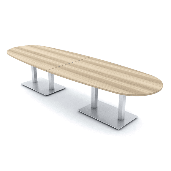 12 Person Boat Oval Powered Conference Table With Square Metal Bases