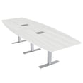 thumbnail image 1 of 12 Person Boat Shaped Modular Powered Conference Table Metal T-Bases, 1 of 7