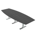 thumbnail image 1 of 12 Person Boat Shaped Modular Powered Conference Table Metal T-Bases, 1 of 5