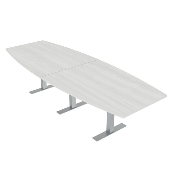 12 Person Boat Shaped Modular Powered Conference Table Metal T-Bases