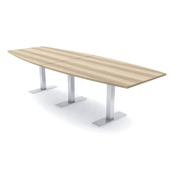 12 Person Boat Shaped Modular Powered Conference Table Metal T-Bases
