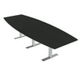 thumbnail image 1 of 12 Person Boat Shaped Modular Powered Conference Table Metal T-Bases, 1 of 5