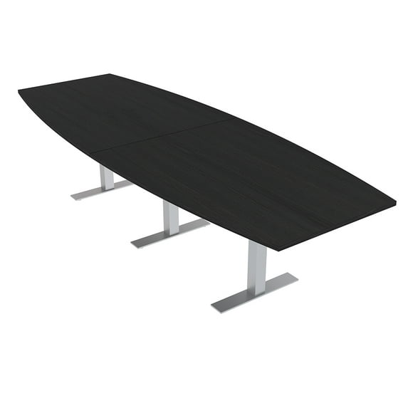 12 Person Boat Shaped Modular Powered Conference Table Metal T-Bases