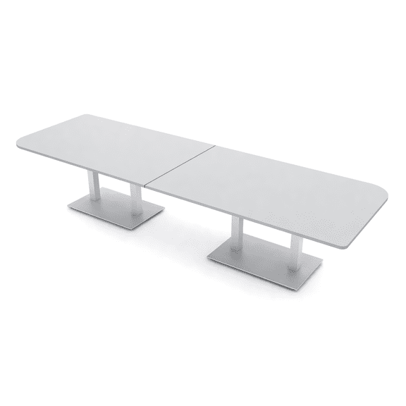 12 Person Duo Shaped Powered Conference Room Table With Metal Bases