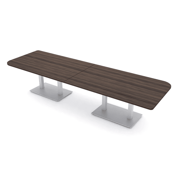 12 Person Duo Shaped Powered Conference Room Table With Metal Bases