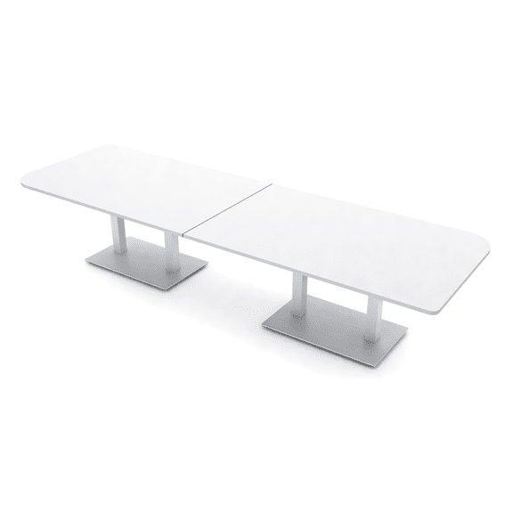 12 Person Duo Shaped Powered Conference Room Table With Metal Bases