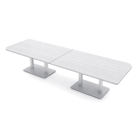 12 Person Duo Shaped Powered Conference Room Table With Metal Bases