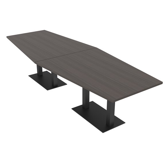 12 Person Hexagon Conference Room Table With Square Metal Bases 12Ft