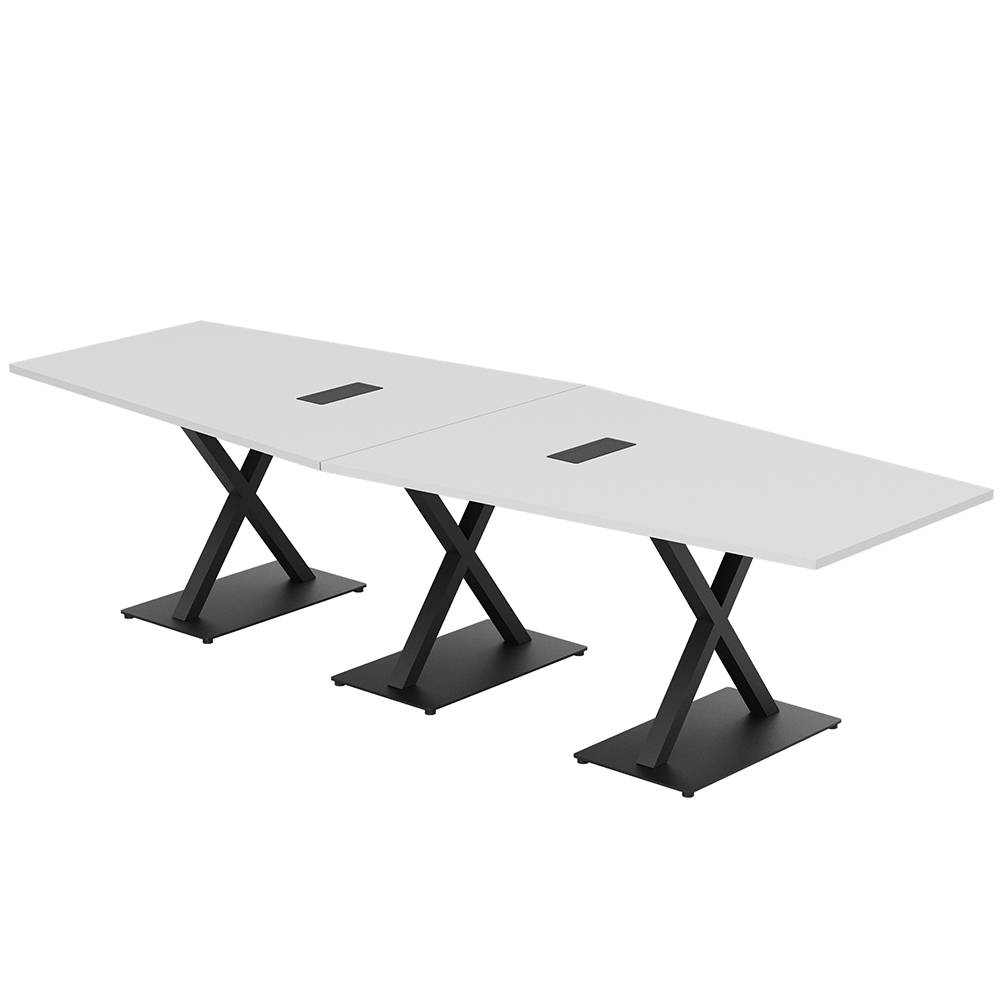 12 Person Hexagon Conference Room Table X Shaped Bases Power And Data ...