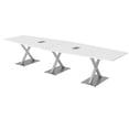 thumbnail image 1 of 12 Person Hexagon Conference Room Table X Shaped Bases Power And Data, 1 of 7