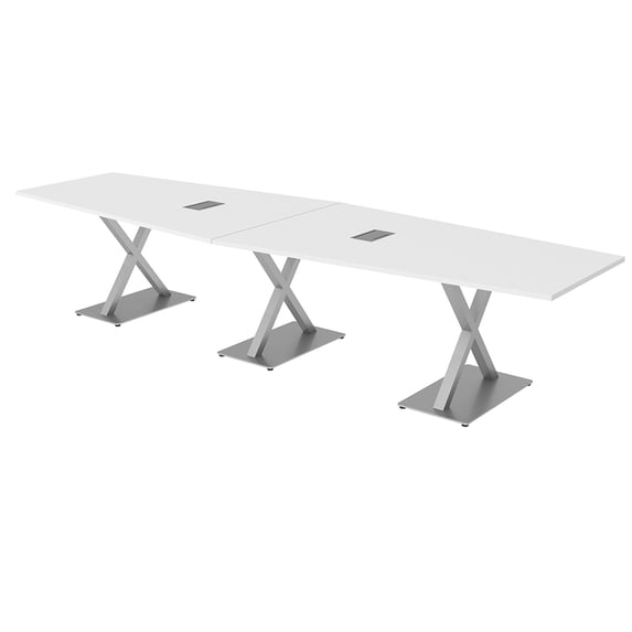 12 Person Hexagon Conference Room Table X Shaped Bases Power And Data